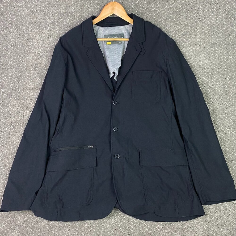 Eddie Bauer Travex Voyager Blazer Men's 48 Black Stretch Travel Nylon